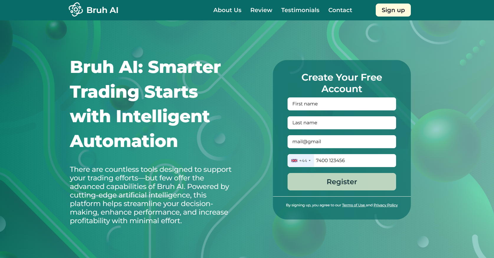 Bruh AI platform interface
